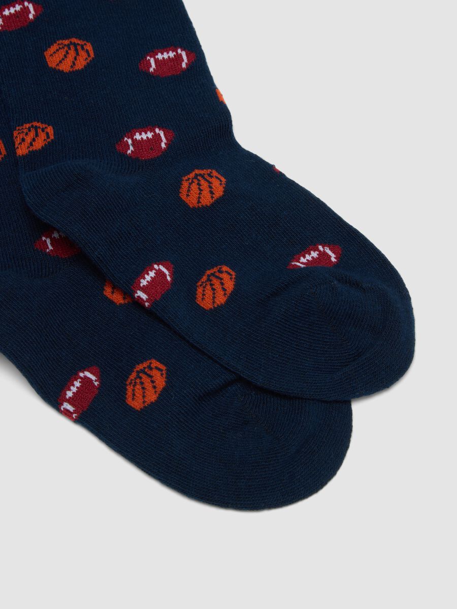 2-pack of long blue socks in stretch organic cotton with pattern_1