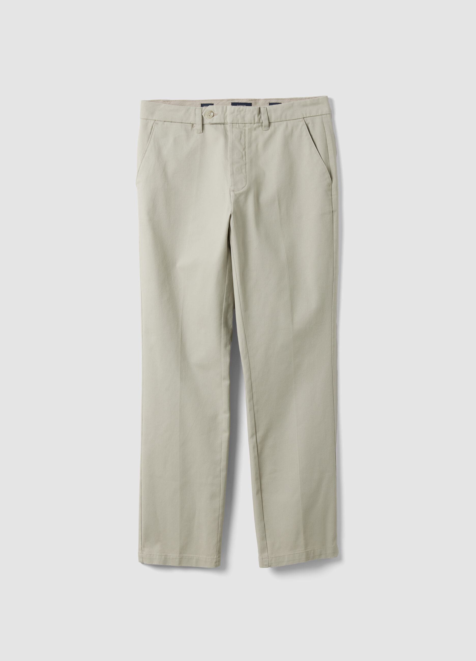 Pantaloni chino beige in puro cotone regular fit