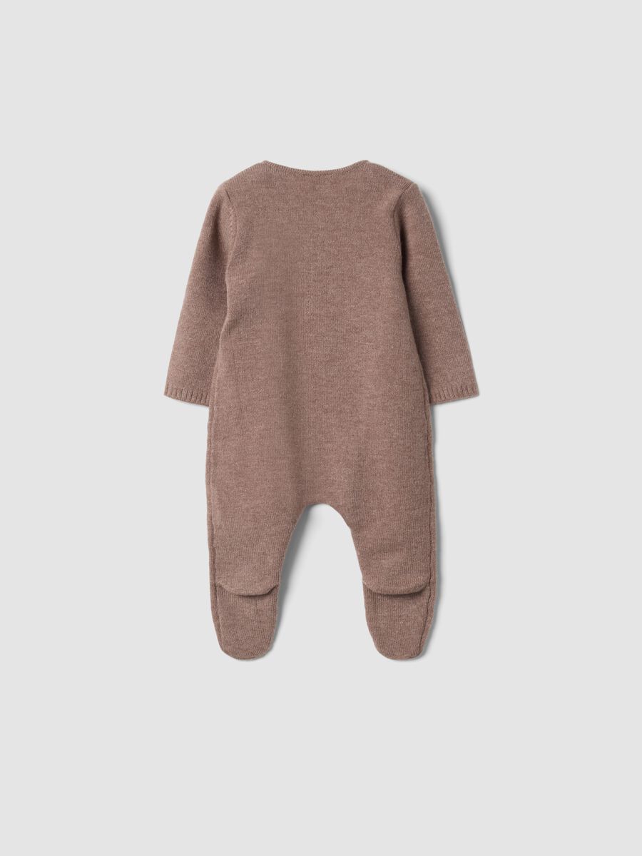 Brown baby sleepsuit with feet and long sleeves_1
