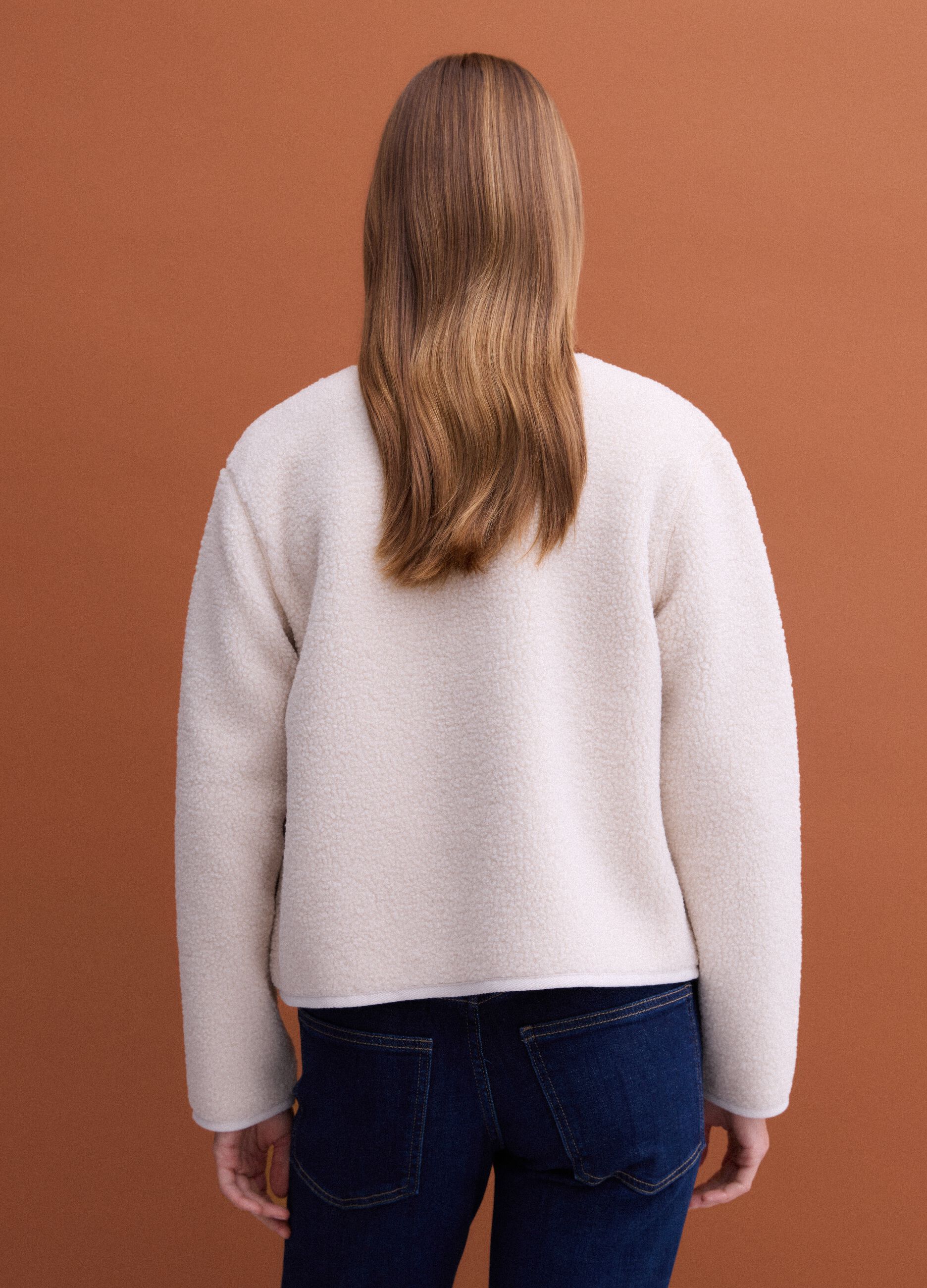 Giacca bianca girocollo regular fit in jersey knit