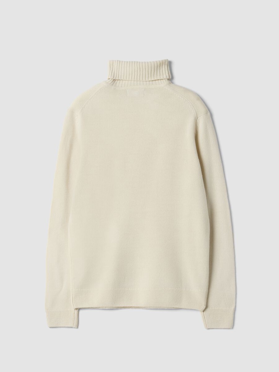 White regular-fit roll-neck top in jersey knit_2
