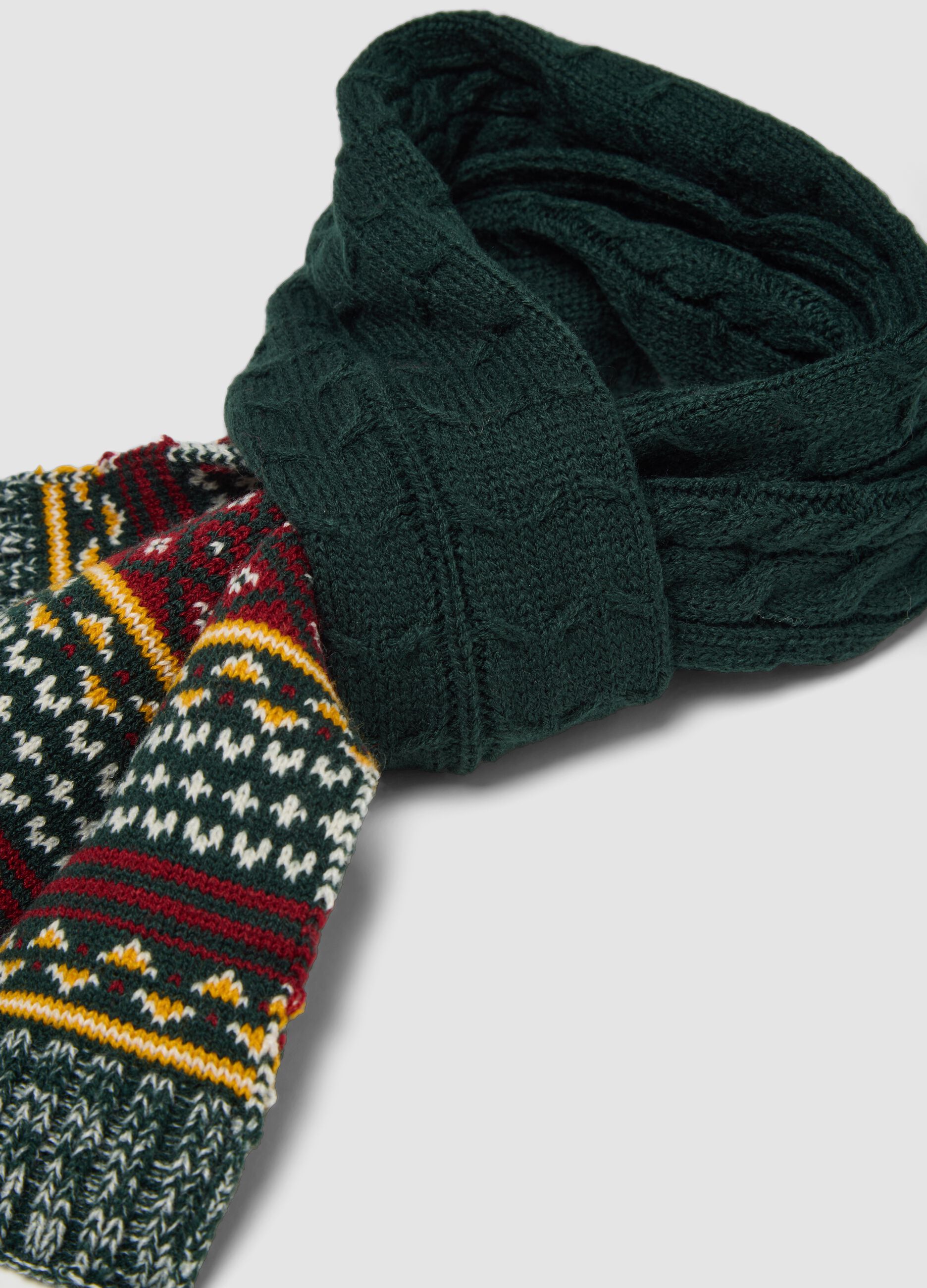 Sciarpa verde scuro jacquard