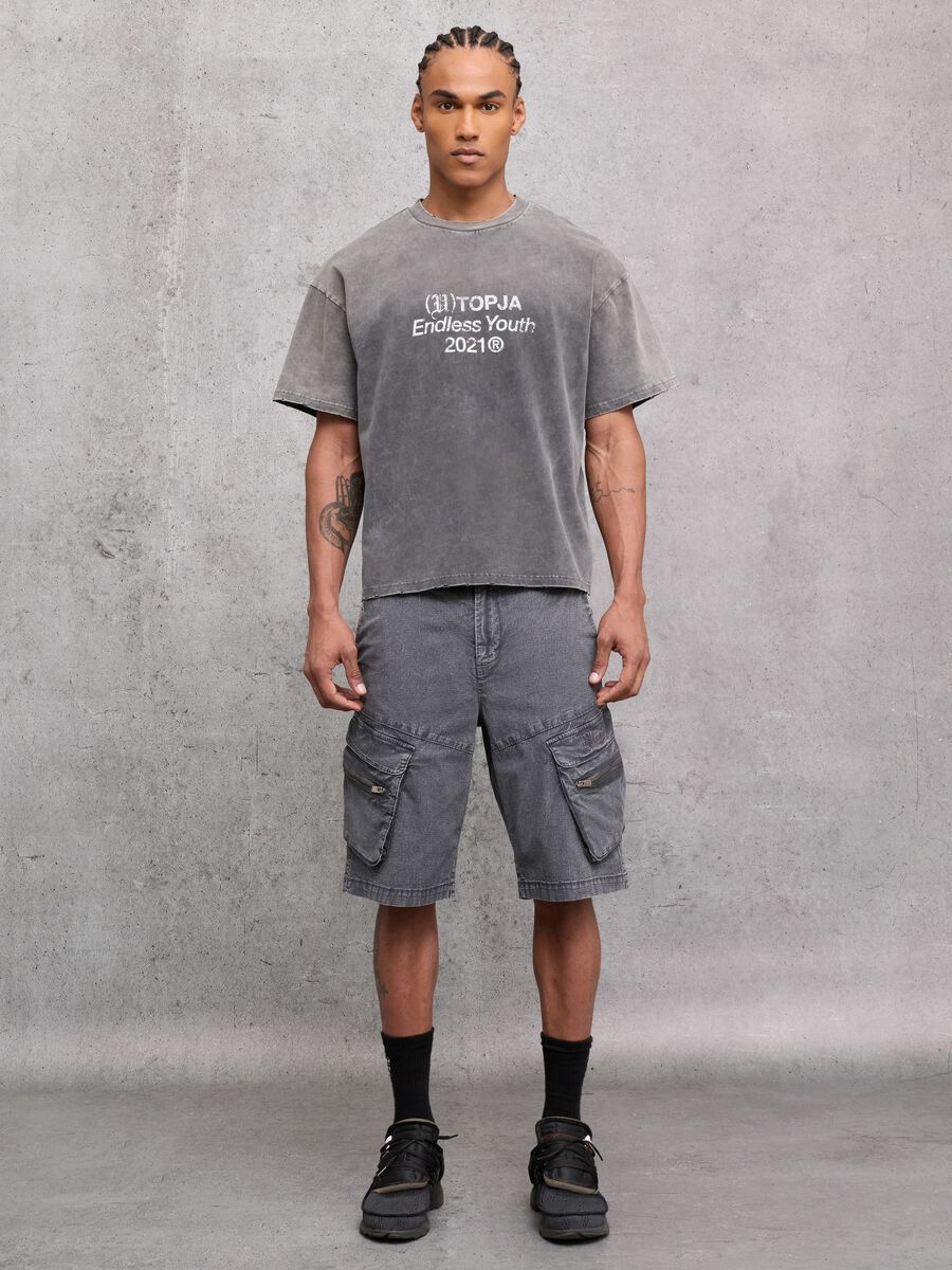 Washed Grey Cargo Shorts_0