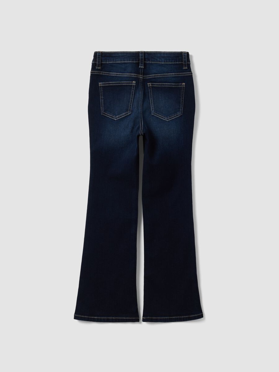 Girls&rsquo; blue flared stretch-cotton jeans_2