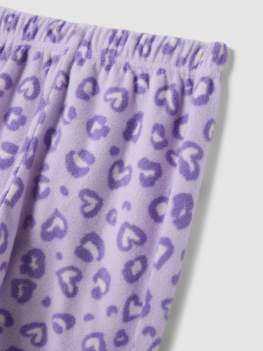 Lilac purple crew-neck pyjamas with teddy bear print_3