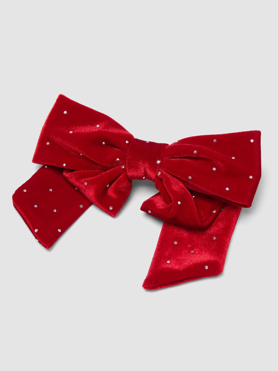 Red hair bow with rhinestones_2