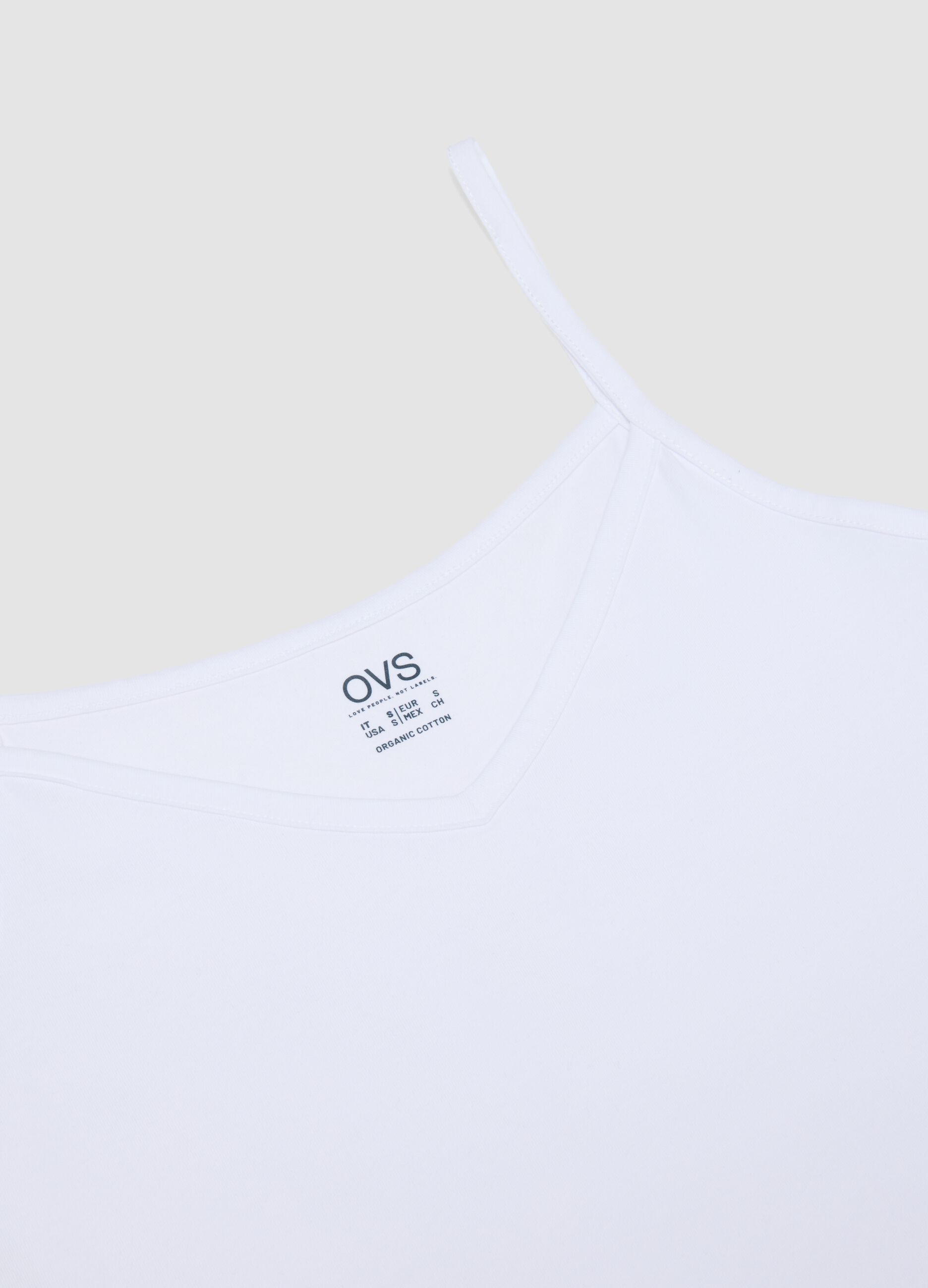 White stretch cotton vest top, regular fit