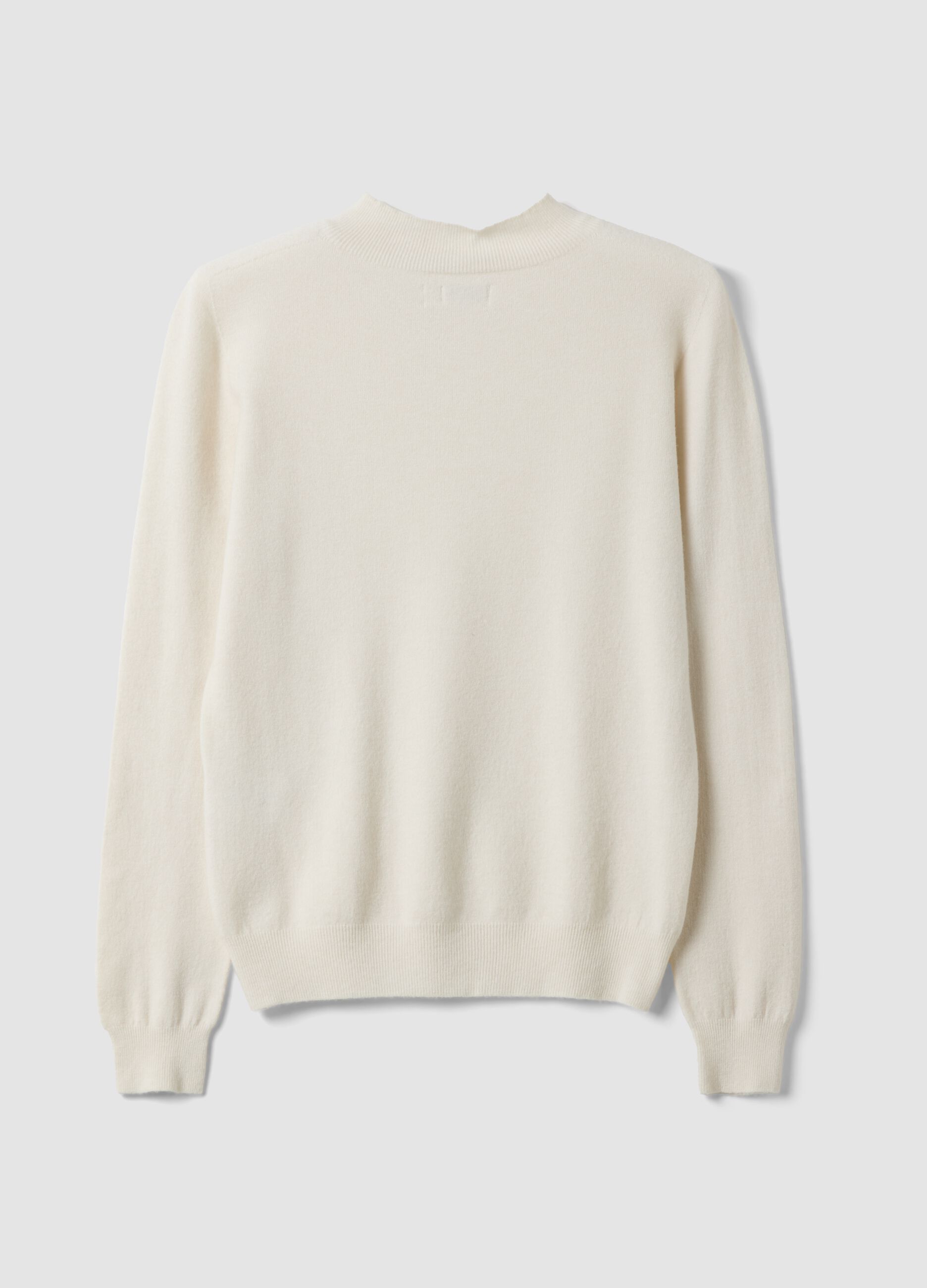 Maglia bianca in misto viscosa e lana regular fit