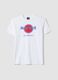 White pure cotton T-shirt with front print_0