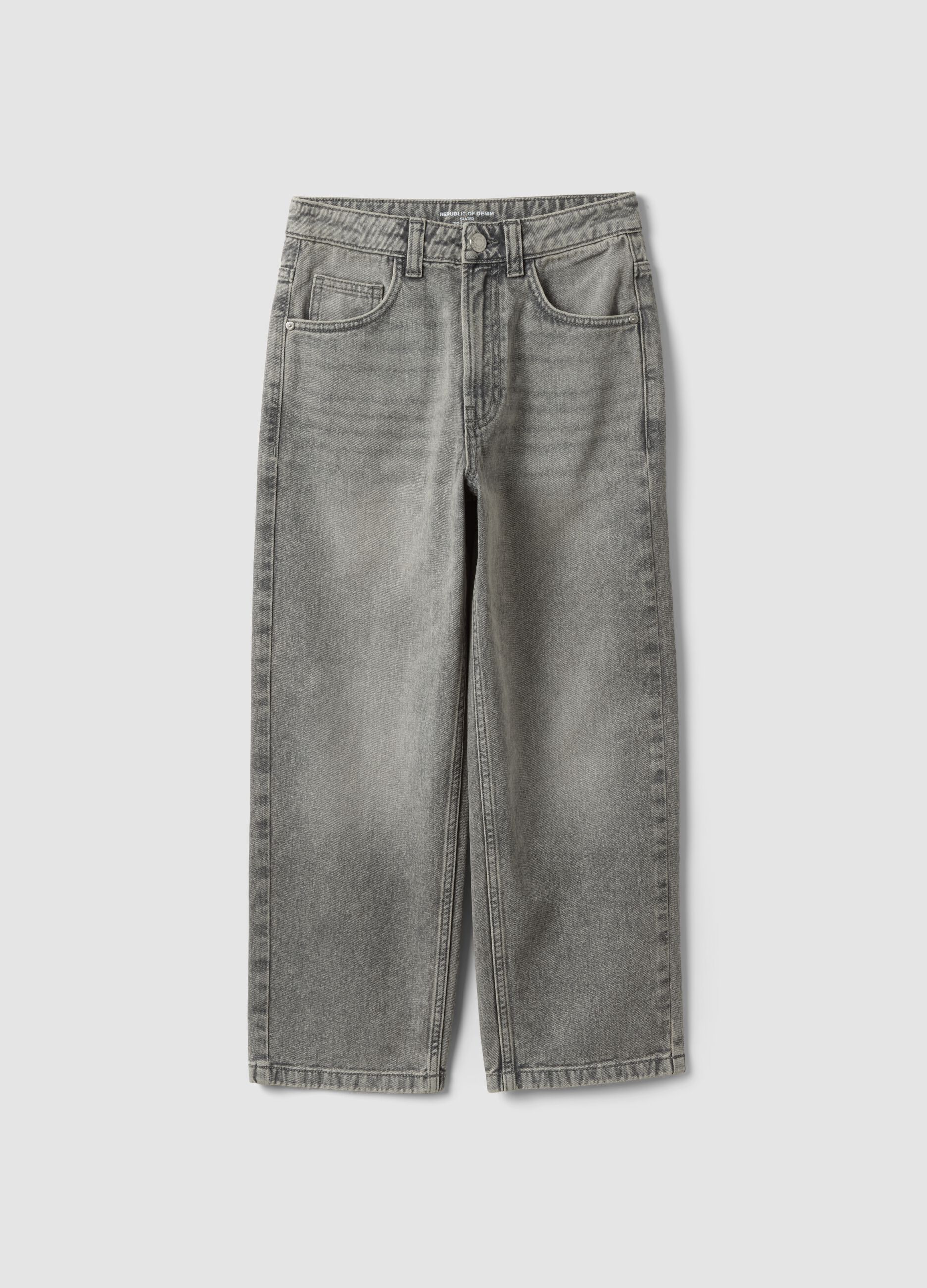 Jeans grigi in puro cotone skater fit