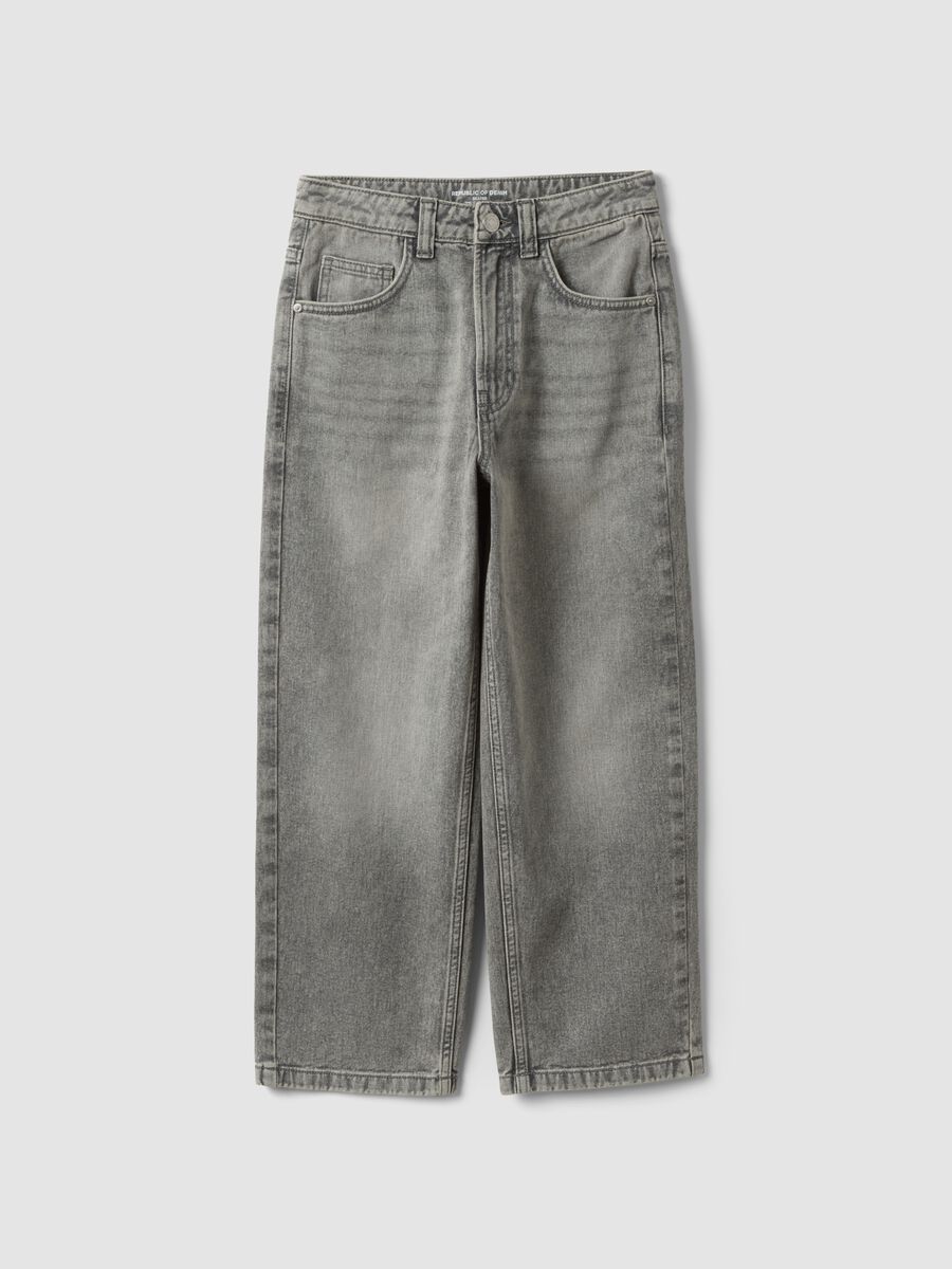 Jeans grigi in puro cotone skater fit_0