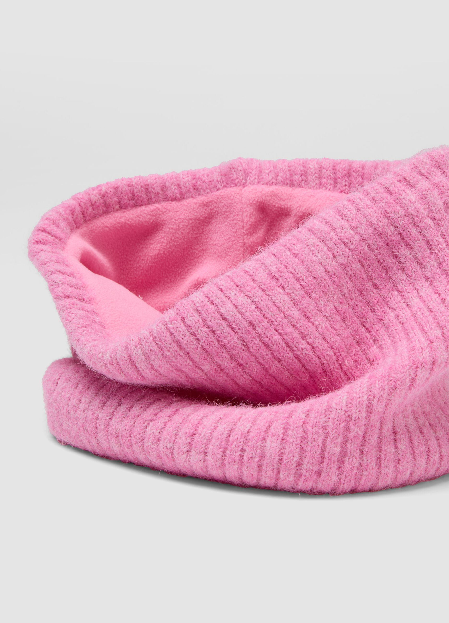 Scaldacollo rosa in lana elasticizzata a coste
