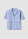 Sky blue striped pure cotton blazer_4