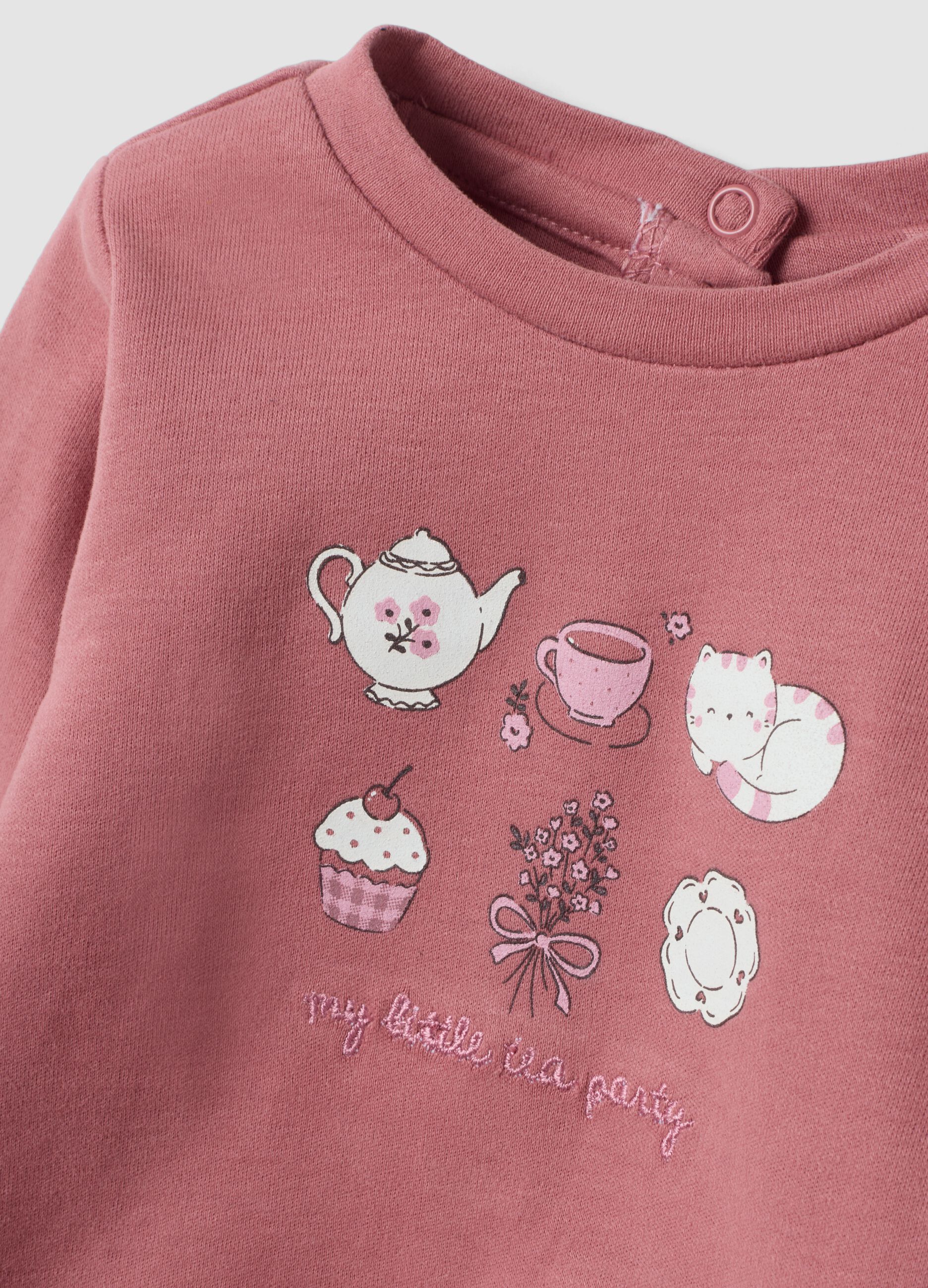 Pink pure organic cotton T-shirt with print, regular fit