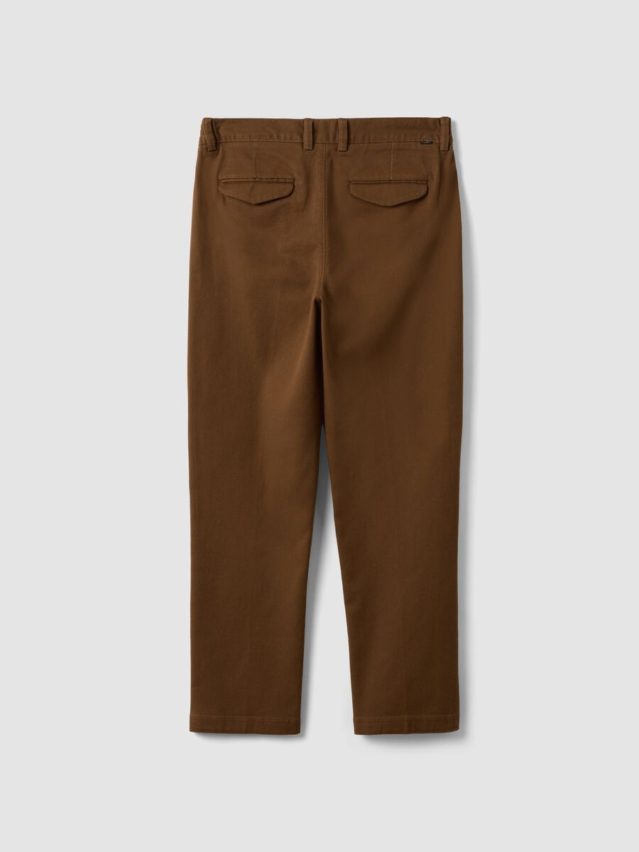 Brown stretch cotton straight-fit chino trousers_6