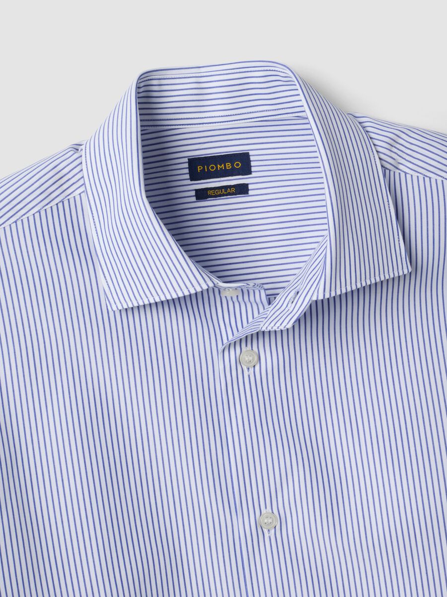 Blue striped pure cotton shirt, regular fit_1