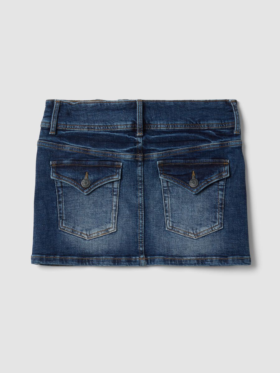 Blue stretch cotton denim mini skirt_6