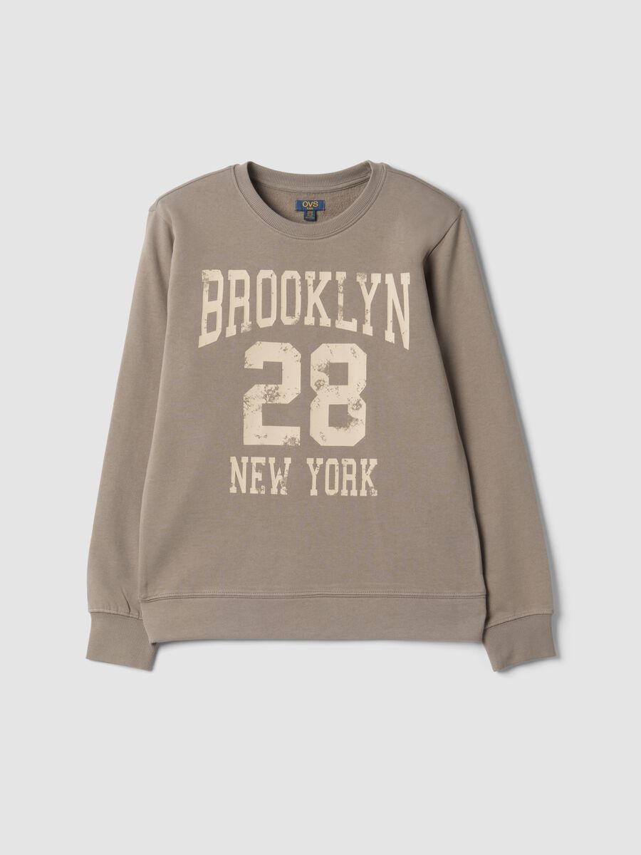 Grey crew-neck sweatshirt in 100% organic cotton_0