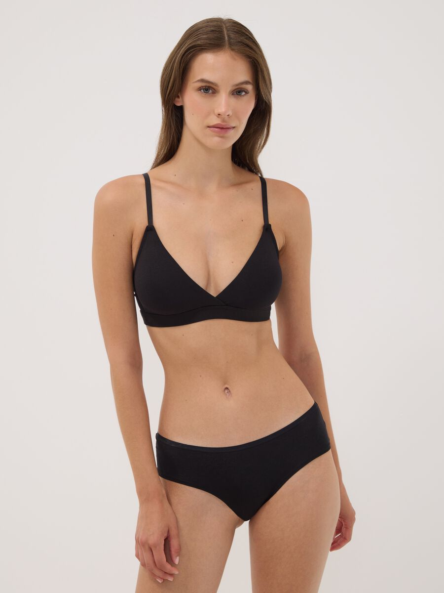 Black organic cotton bra with removable padding_1