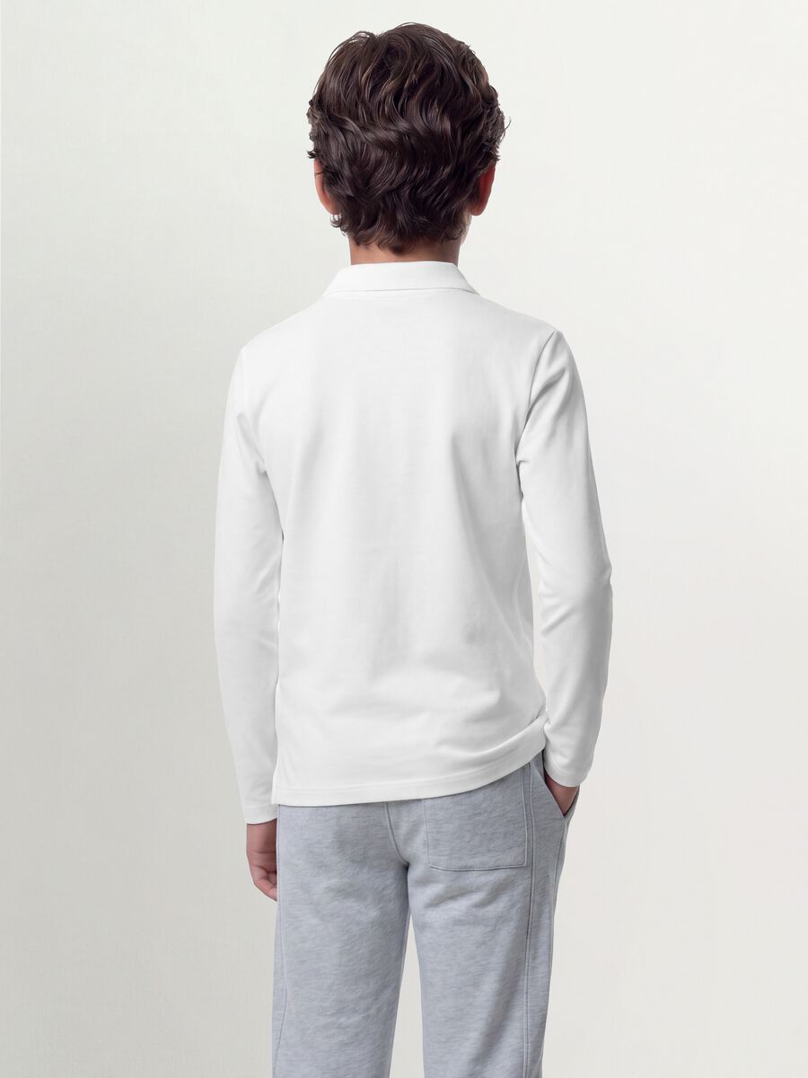 Boys&rsquo; regular-fit organic cotton piqu&eacute; white polo shirt_3
