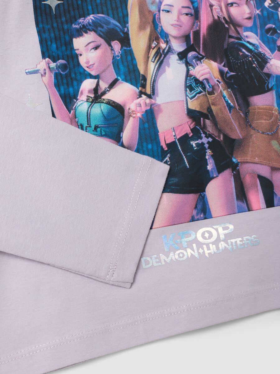 Purple stretch cotton T-shirt with K-Pop Demon Hunters print_3