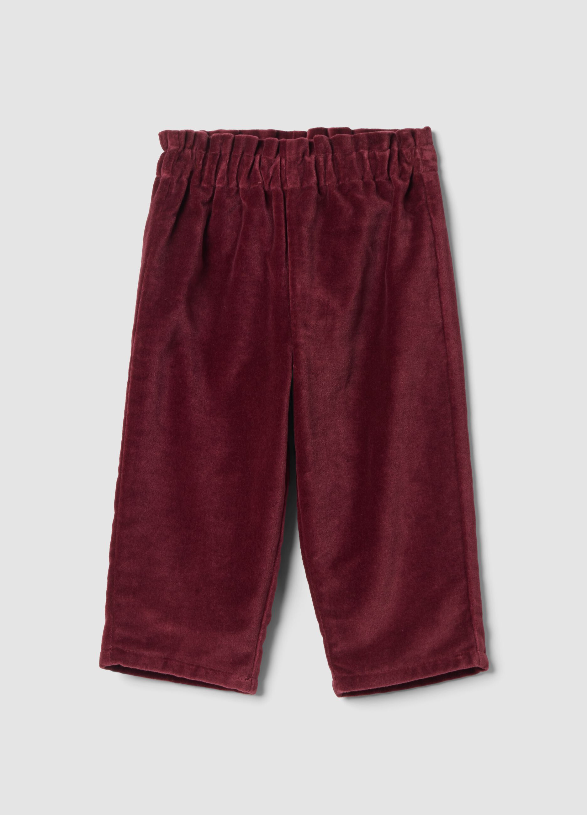 Pantaloni chino rossi in puro cotone con vita regolabile