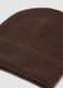 Brown ribbed pure cashmere beanie_1