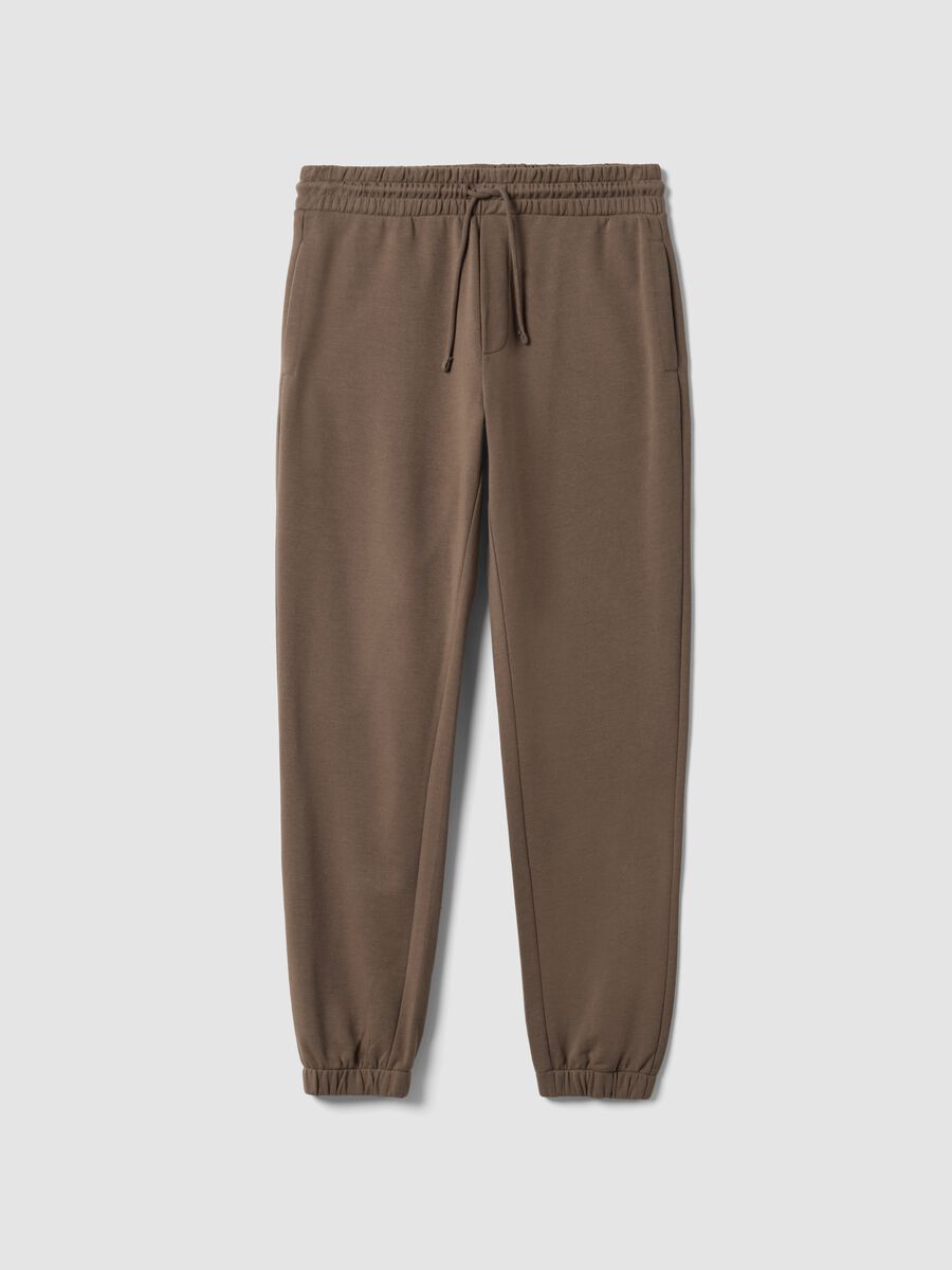 Brown cotton-blend jogger trousers, regular fit_0