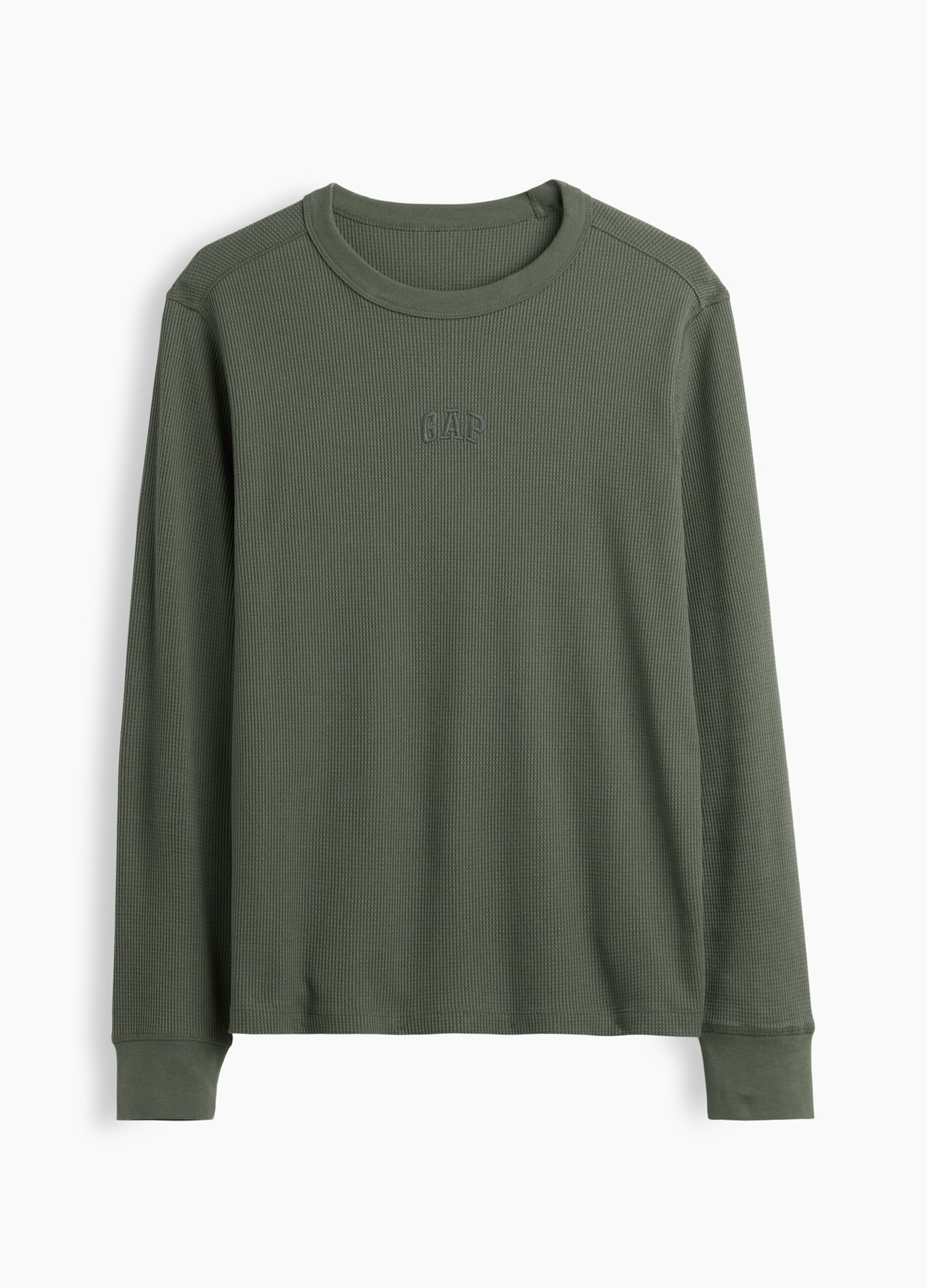 Green long-sleeve stretch cotton top with GAP logo