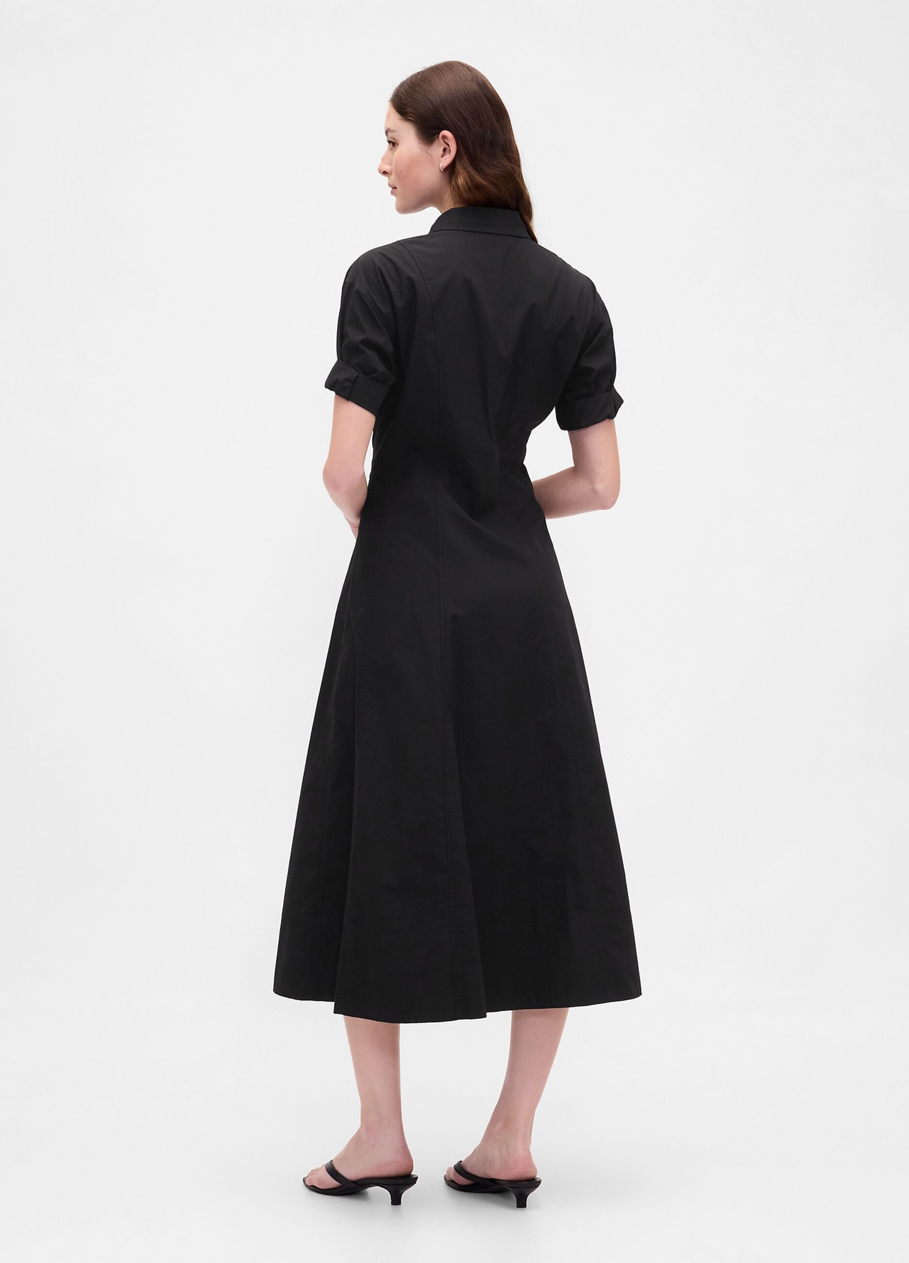 Short Sleeve Black Cotton Dress