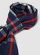 Navy checked scarf with fringes_1