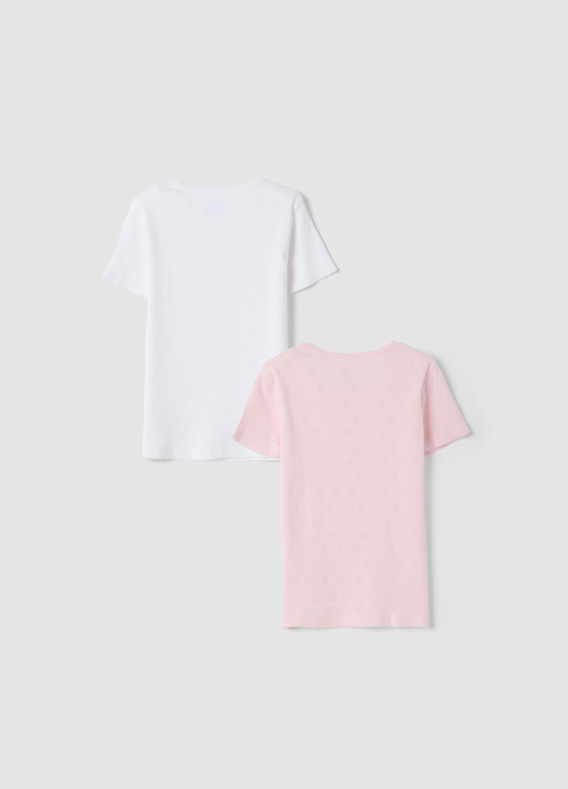 Bipack t-shirt rosa e bianca in puro cotone organico girocollo