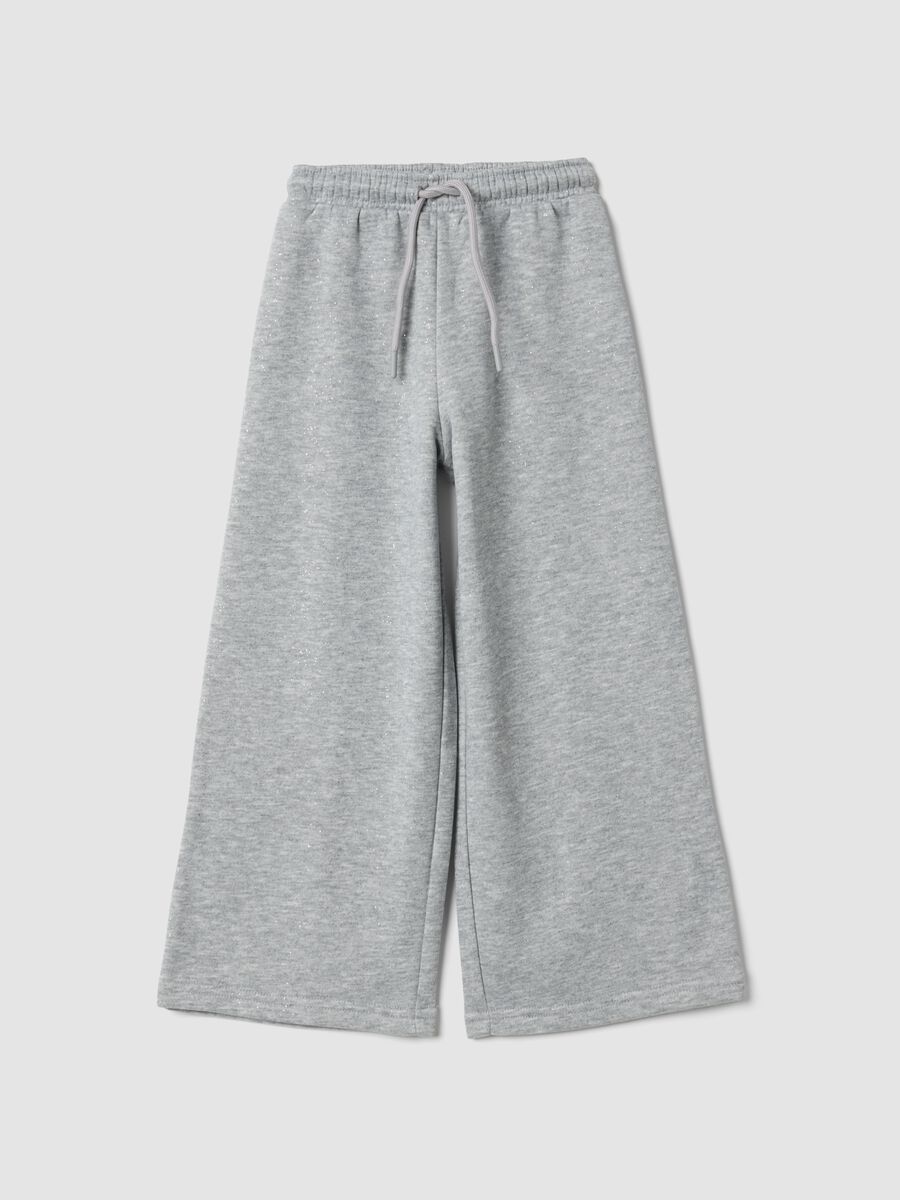 Grey marl wide-leg joggers with elasticated waist_0