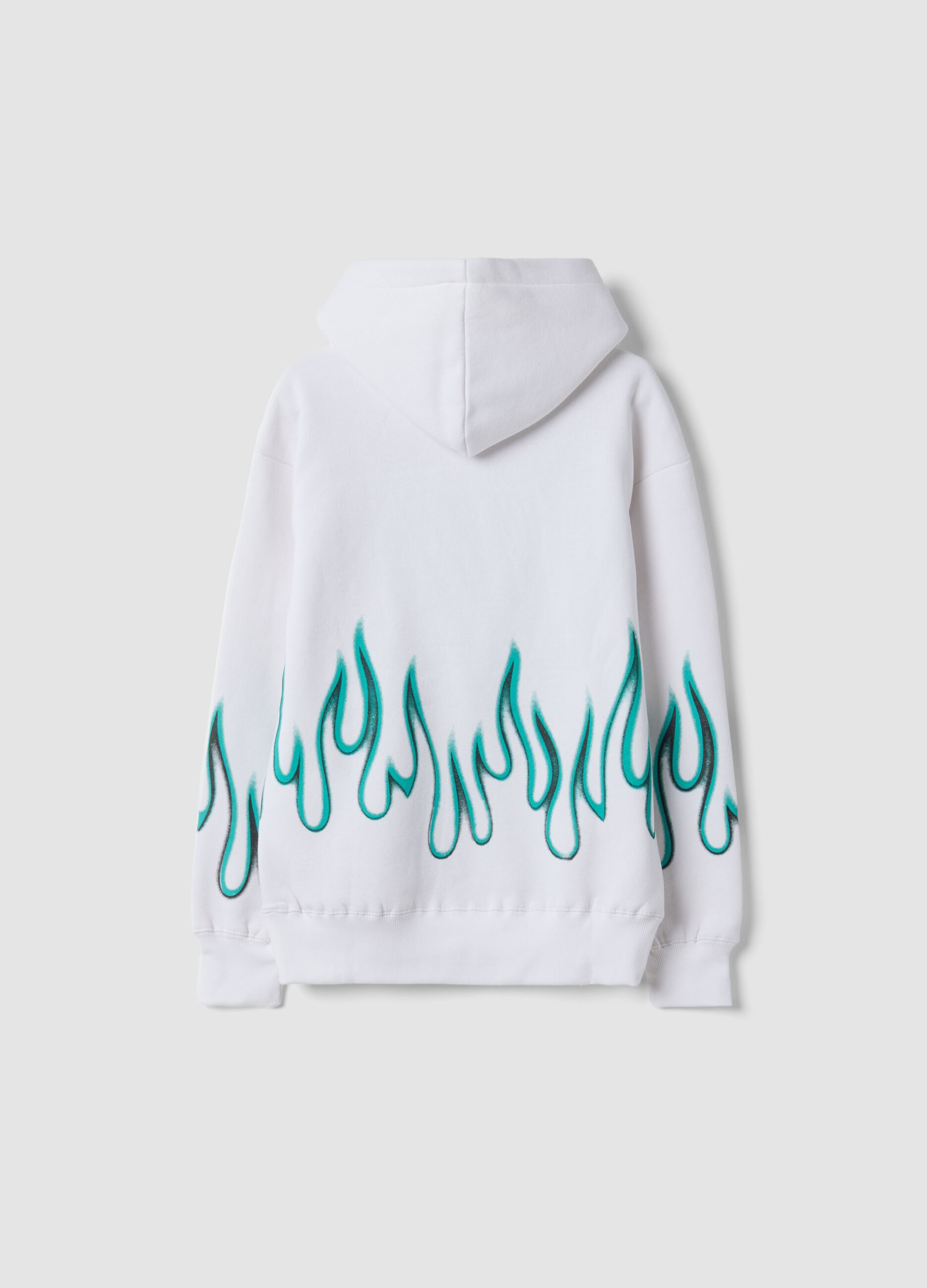 White cotton-blend hoodie with graffiti print