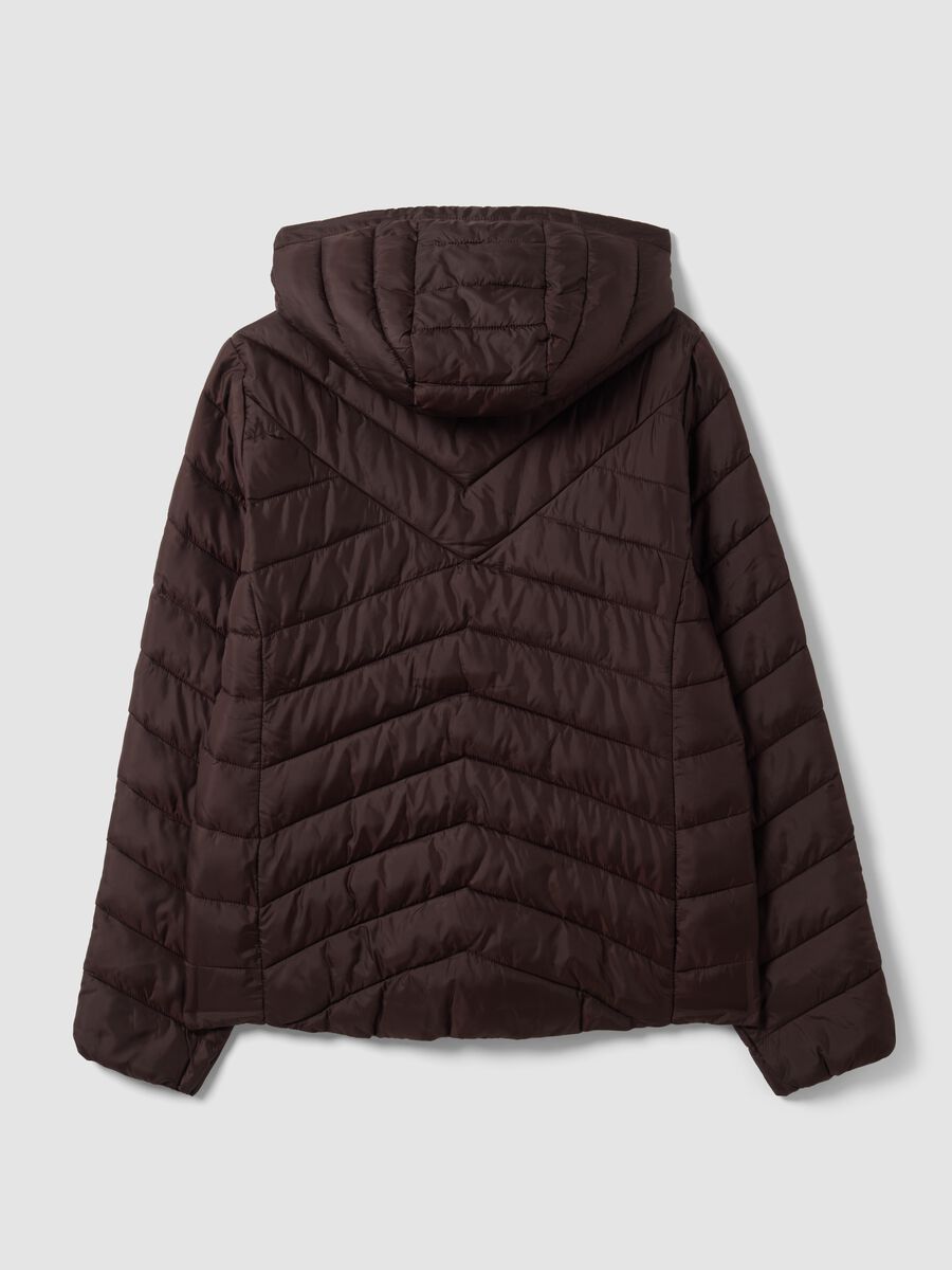 Brown Ultralight Quilted Jacket with Hood and Zip_5