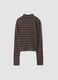 Blue striped stretch-fabric T-shirt with funnel neck_2