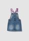 Girls&rsquo; blue denim dungarees in pure cotton with colourful braces_1