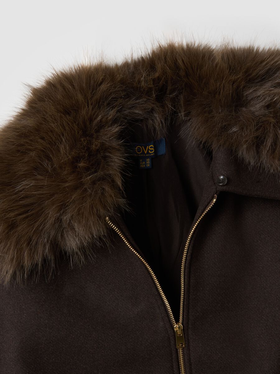 Brown wool and viscose blend jacket with zip_1