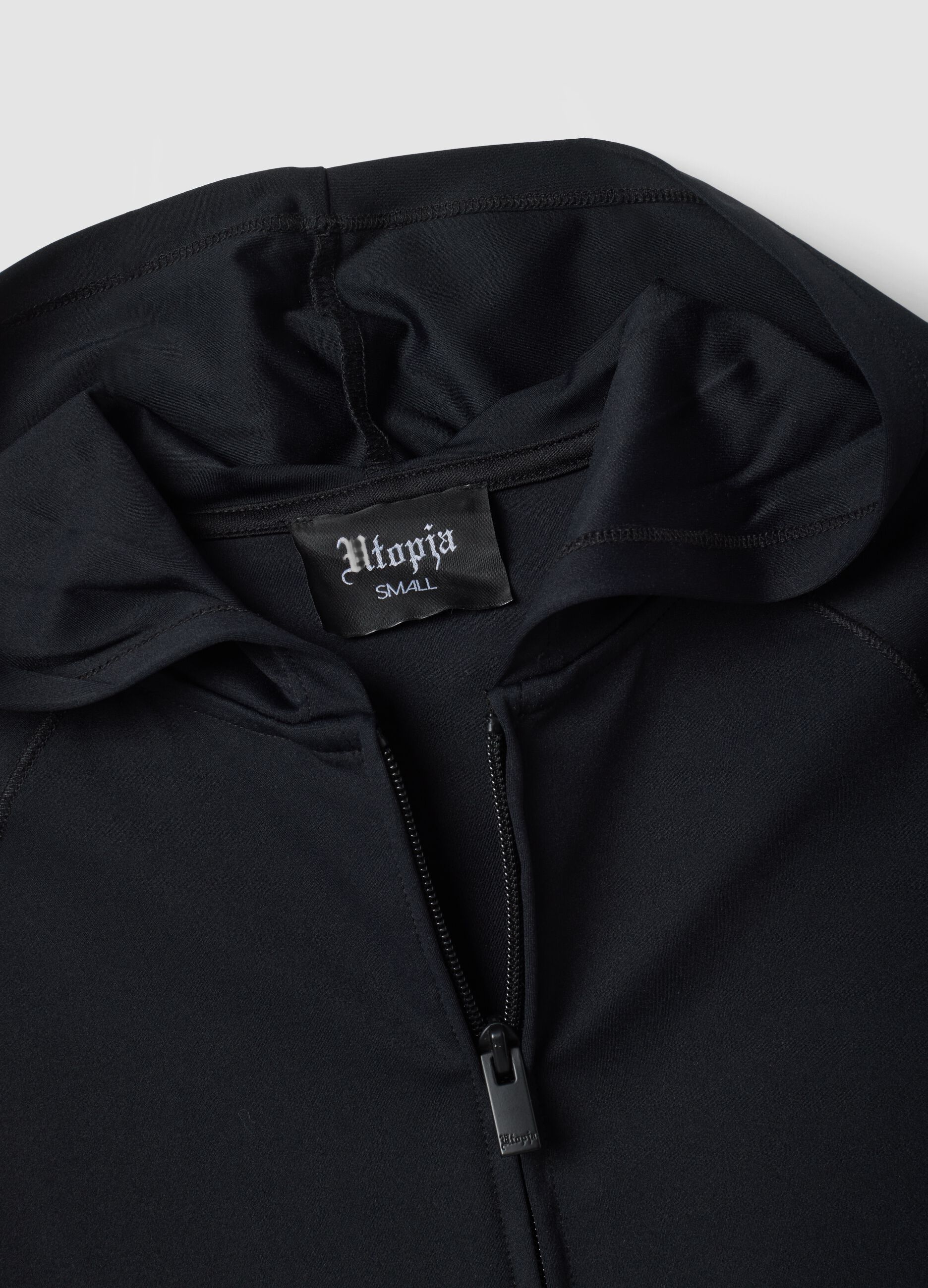 Full-Zip Yoga Hoodie Fitted Black