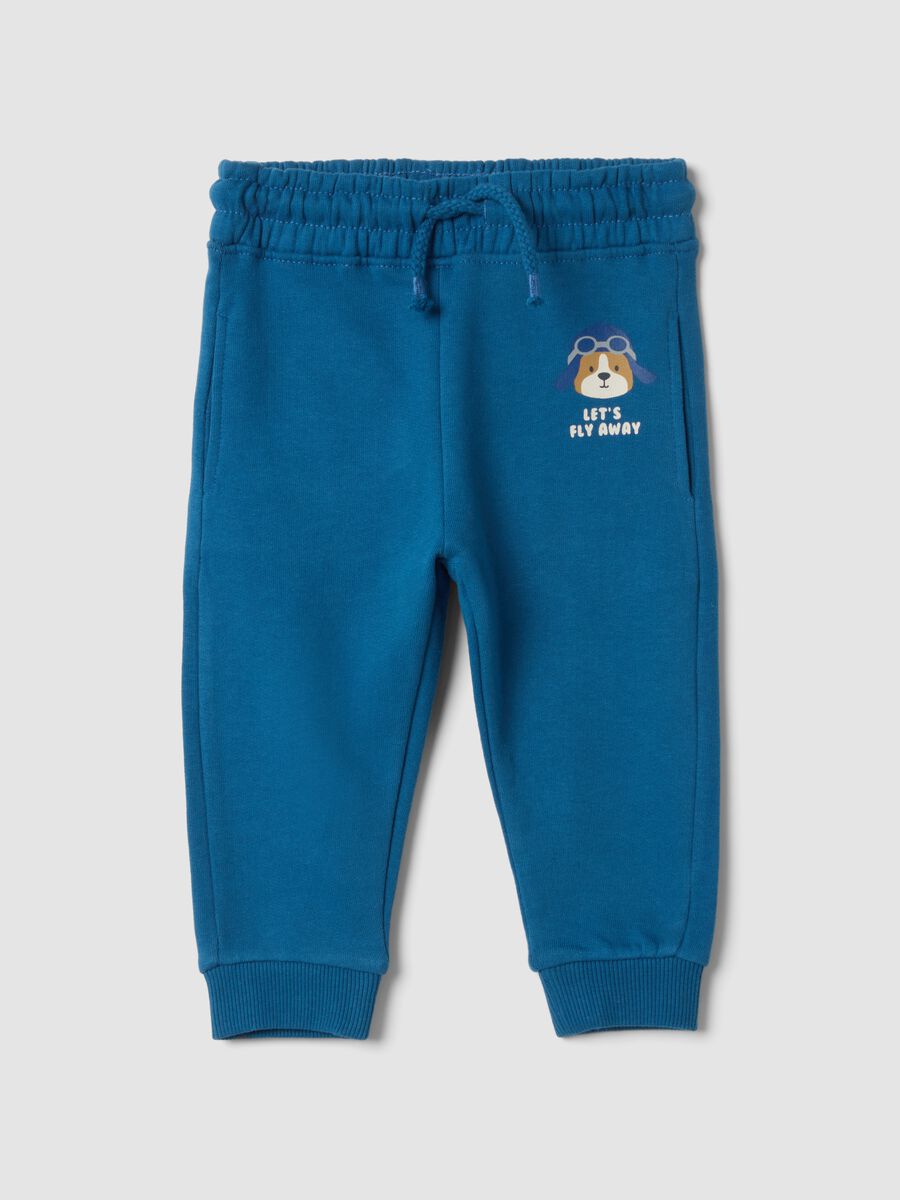 Blue pure cotton jogger trousers_0