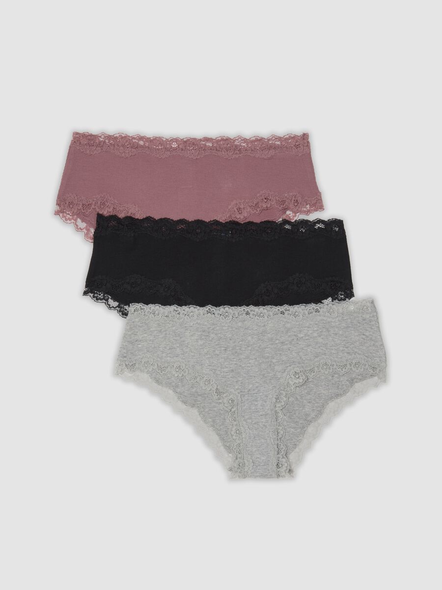 Multicolour 3-pack organic stretch cotton hipster briefs_0