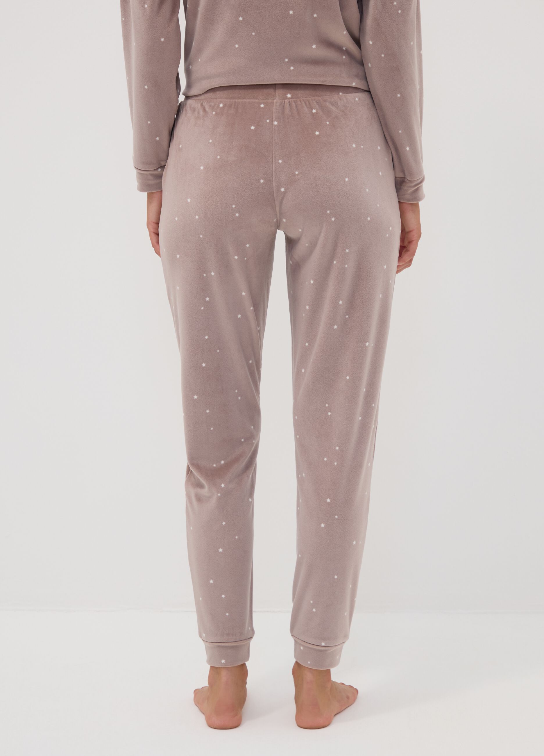 Brown star-print stretch pyjama trousers