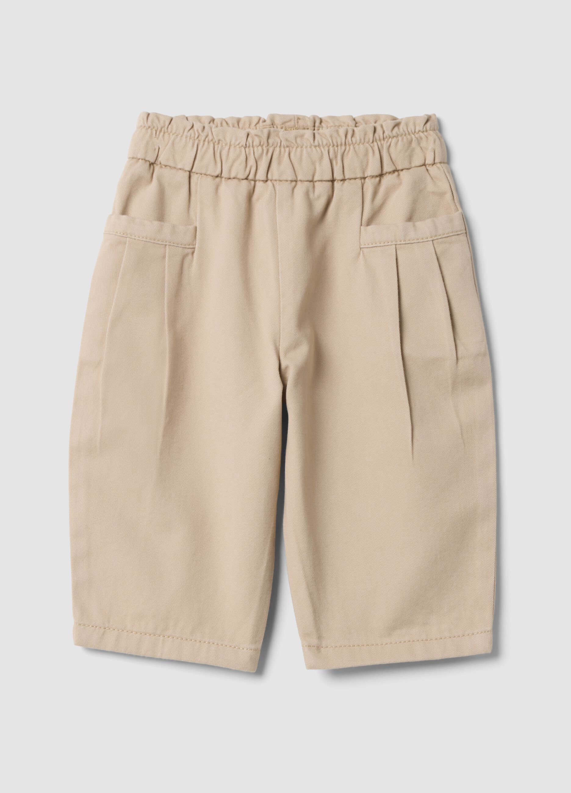 Pantaloni beige in puro cotone barrel fit