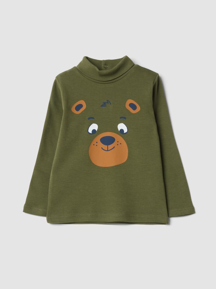 Moss green organic cotton roll-neck jumper_0
