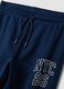 Blue pure cotton joggers with college print for boys_5