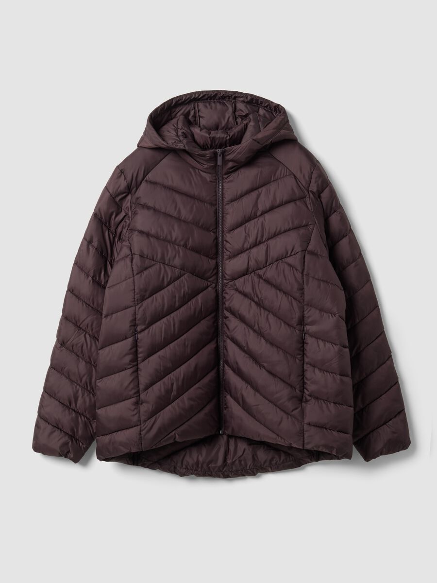 Purple Ultralight quilted jacket with hood and zip, regular fit_0