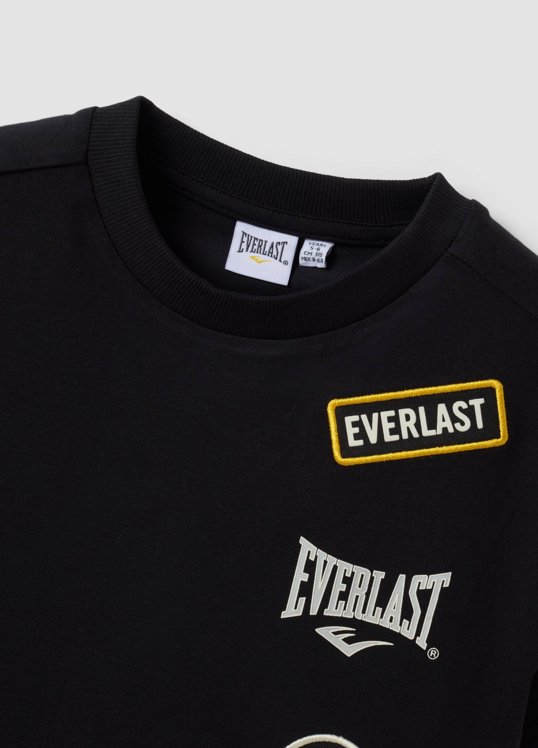 Black pure cotton T-shirt with all-over prints for boys