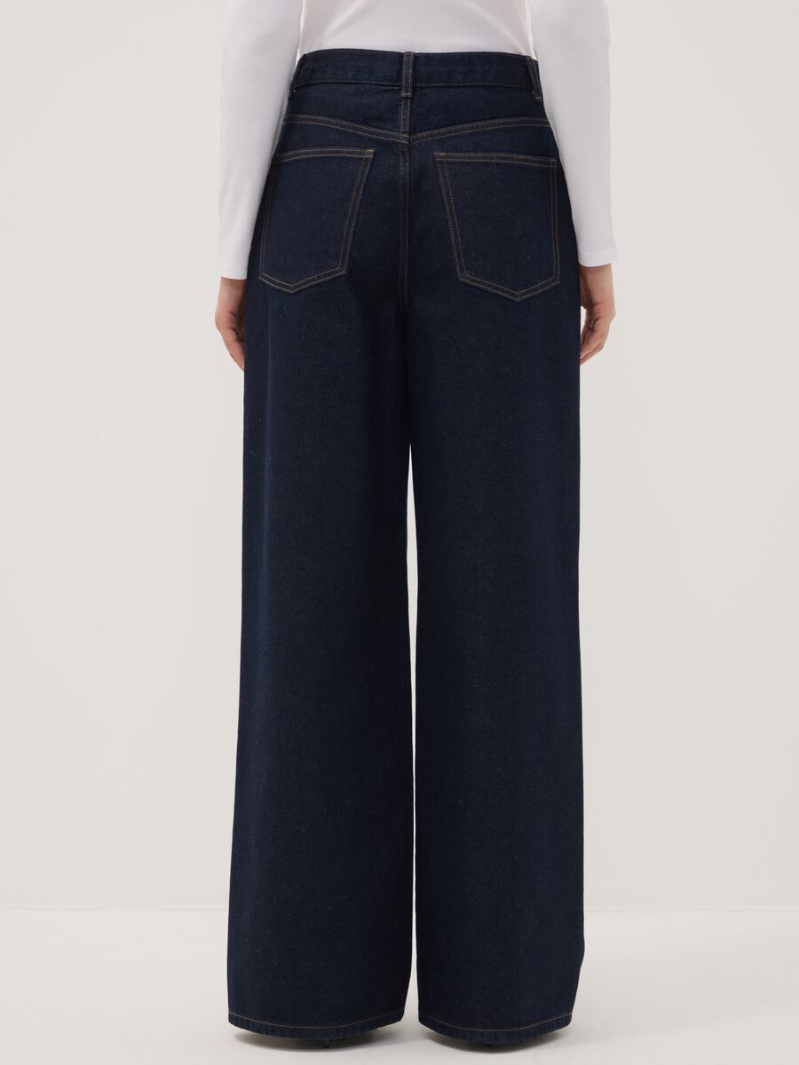 Blue wide-leg jeans in pure cotton_3