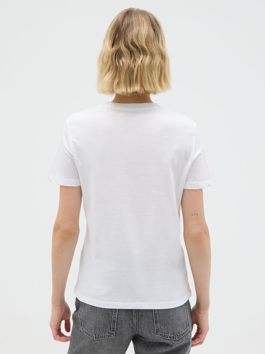 White regular fit pure cotton T-shirt_3