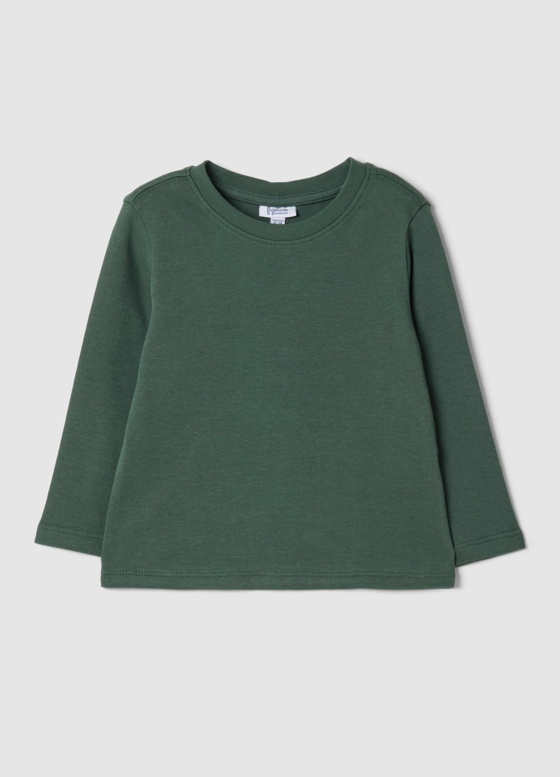 Maglietta verde in puro cotone organico con girocollo
